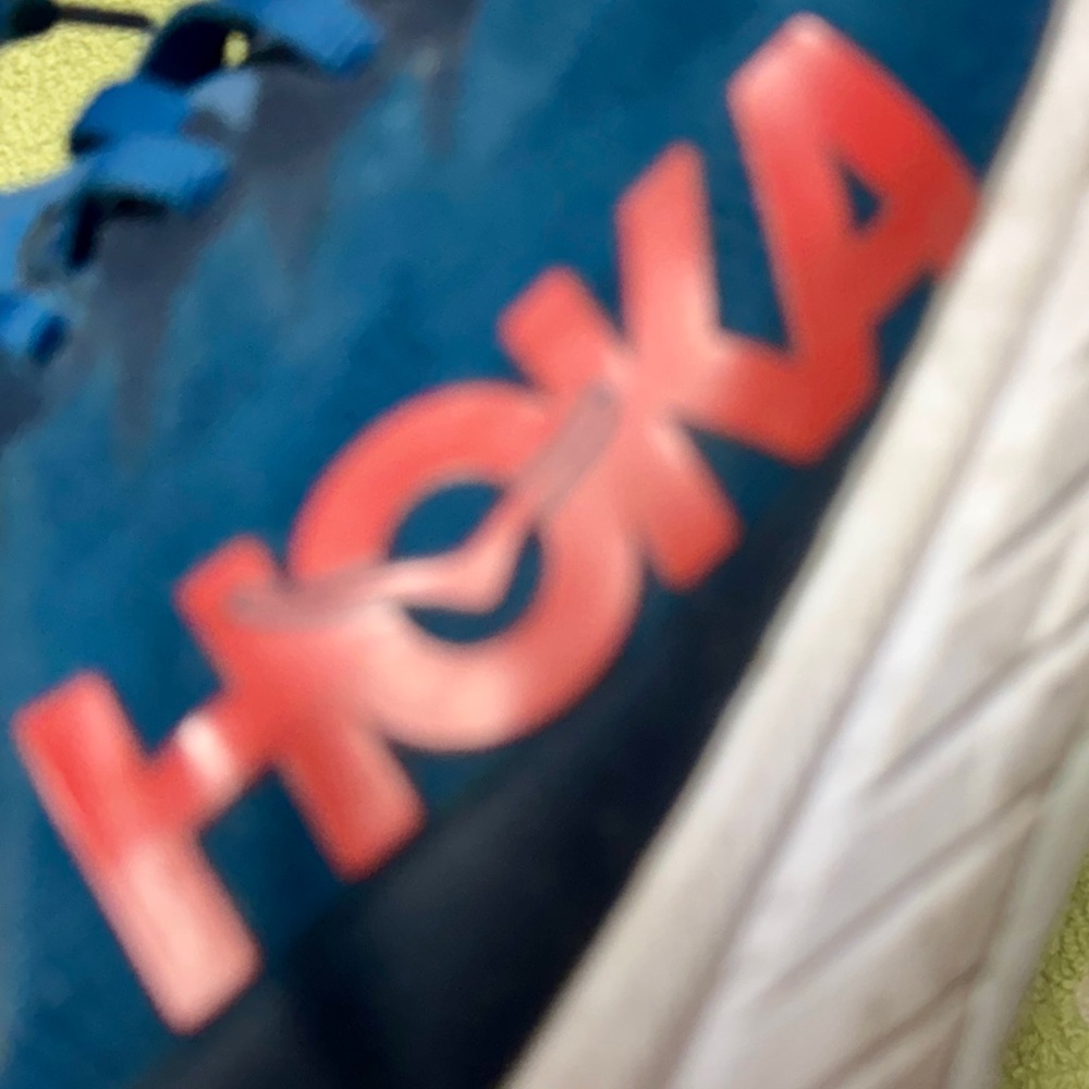 Hoka Blue and Red Athletic Shoes